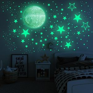 Stickers muraux Zollor bricolage étoiles lumineuses points de lune autocollant Fluorescence auto-adhésif décoration de chambre d'enfants éclairer la nuit