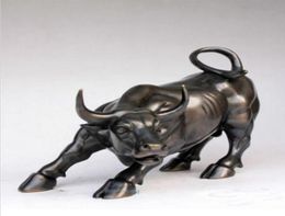Statue en bronze de Wall Street d'un bétail noir de taureau féroce 5inch8inch3218948