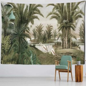 Tapisses murales Plant tropical Tapestry imprimé suspendu nordique instinale salon chambre tissu suspendu peinture fond décoration r0411