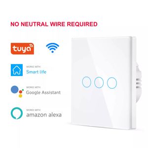Interruptor táctil de pared Wifi No se requiere cable neutro luz 1 2 3 entradas 100 - 240V Tuya Smart Home compatible con Alexa Google Home