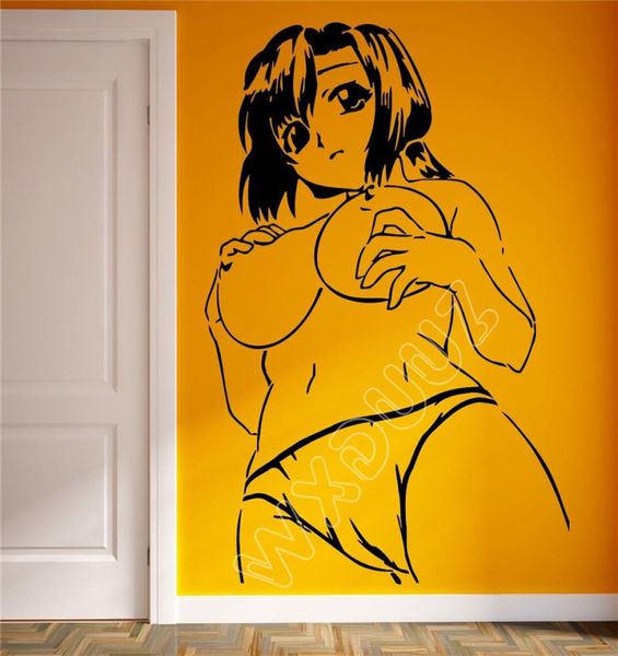Mur en vinyle autocollant autocollant belle femme nue manga manga sexy fille autocollant mural décor5333716