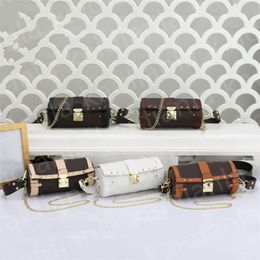 Cartera Bolso de diseñador de belleza Estuche Lona revestida al revés Tamaño pequeño Bandolera Correa extraíble Bolso de hombro con tambor Mini bolso cilíndrico con una manija