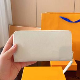 Wallet Card Bag Coin Purse Lange en korte portemonnee Vrouwen Clutch Koeienhuid Echt Leahter Wit Brief Gedrukt Patroon Heren Handtas Hoge kwaliteit etui