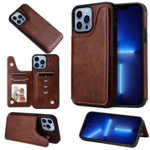 Portefeuille en cuir avec fentes pour cartes et béquille, double fermoir magnétique, résistant aux chocs, pour iPhone 13 12 Mini 11 Pro X XS Max XR 8 Samsung S8 S9 S10 Plus S20 FE S21 Ultra Note 8 9 10 20