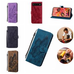 Fundas tipo billetera para Google Pixel 7 Pro 7A 6 6A Redmi 10C 10A 10 5G A1 2022 Xiaomi 12T Pro Samsung A54 3D Mariposa Cuero Impresión retro Impresión Animal Titular Flip Cover Monedero