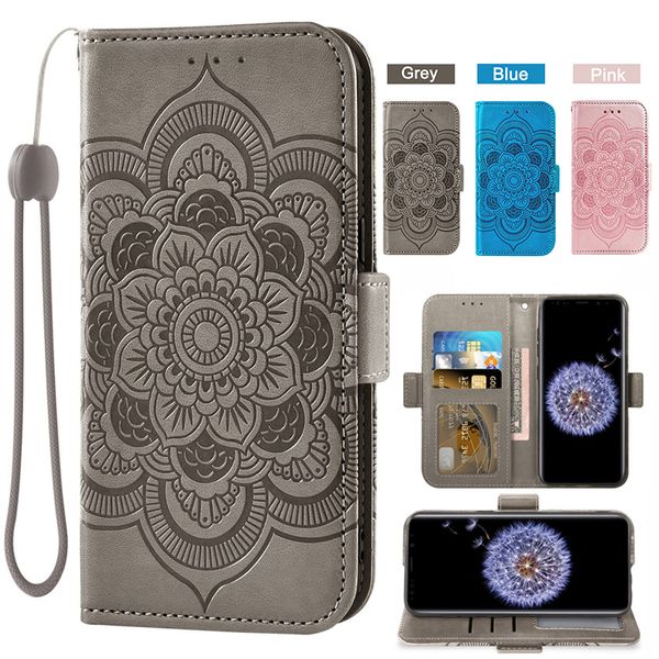 Étuis portefeuille pour Samsung Galaxy S9 Plus S8 S8Plus S6 S7 Edge S5 S4 S3 Fundas Capa Poche pour carte avec lanière Porte-monnaie Stand Flip Cover