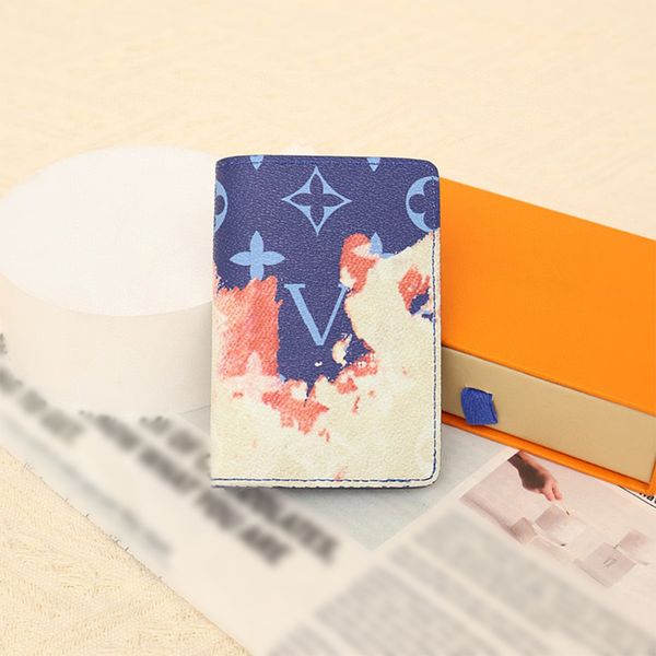 Crédit de portefeuille Paquet de carte de luxe Volcano Volcano et portefeuille noir support de carte de carte en cuir concepteur court-craquier avec