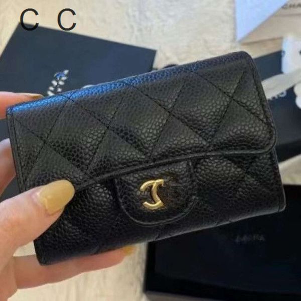 Las tiendas de moda de bolsas de tarjetas de diseño de billetera tienen ventas de cuero genuino caviar lingge internet cero billet de identificación de la billetera licencia de gran capacidad