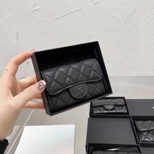 Portefeuille de styliste caviar court pour femmes, portefeuilles en cuir, porte-monnaie, fente pour carte de crédit, Mini petits sacs à main de luxe