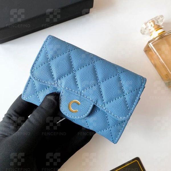 Cartera Cartera de diseñador Canal CC Cartera Titular de la tarjeta de crédito Titular de la tarjeta Caviar Piel de cordero Monedero con solapa Moda para mujer Monederos cortos clásicos Fencefind