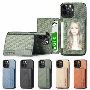 Portemonnee Flip Card Houder Tas Gevallen Koolstofvezel Zachte TPU Cover met fotolijst voor iPhone 13 12 11 Pro Max 8 Samsung S20 FE S21 Ultra A12 A22 A32 4G 5G A52 A72 A03S A02S