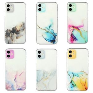 Cajas de teléfono de mármol de TPU suave de lujo para iPhone 15 14 Plus 13 Pro Max 12 11 XR XS X 8 7 SE2 6 6S Piedra de granito natural Colorido Transparente Mujer Chica Dama Móvil Contraportada