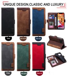Wallet Leather Retro Stitching Multi Function Card Slot Phone Case voor iPhone 12 11 Galaxy S20 Ultra A41 A81 A91 A01 A51 A71 A11 A1839201