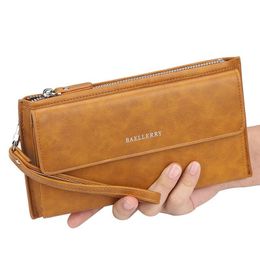 Portemonnee man's luxe pu clutch man lange pols met telefoon dubbele rits pocket mannelijke retro grote capaciteit portafoglio portefeuilles