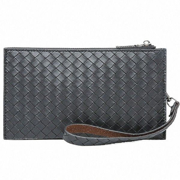 wallet Men Pochette tricot en cuir hommes sac à main pour Phe organisateur PU sac en cuir de luxe célèbre marque pochette pour portefeuille pour hommes D681 #