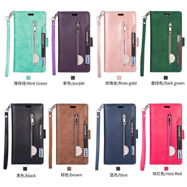 Etui portefeuille multi-cartes en cuir PU pour Huawei P40 P30 P20 Lite P Smart Mate 30 Y7P Profitez de 9s Honor 30i 20 Pro 10i 10 Lite