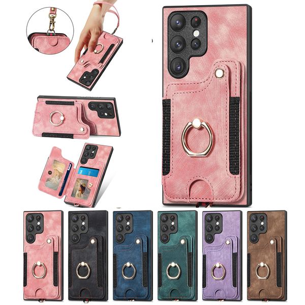 Étui portefeuille en cuir avec porte-anneau et fentes pour cartes multiples, pour Samsung Galaxy A54 A53 A51 A71 A34 A33 A32 A14 A13 A12, support magnétique pour voiture