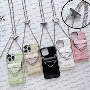 Portemonnee telefoonhoesje Designer iPhone-hoesje voor iPhone 15 Pro Max hoesjes Apple 14 Pro Max 13 12 11 hoesje Luxe Crossbody lederen kaarthouder Merk Triangle P mobiele hoes