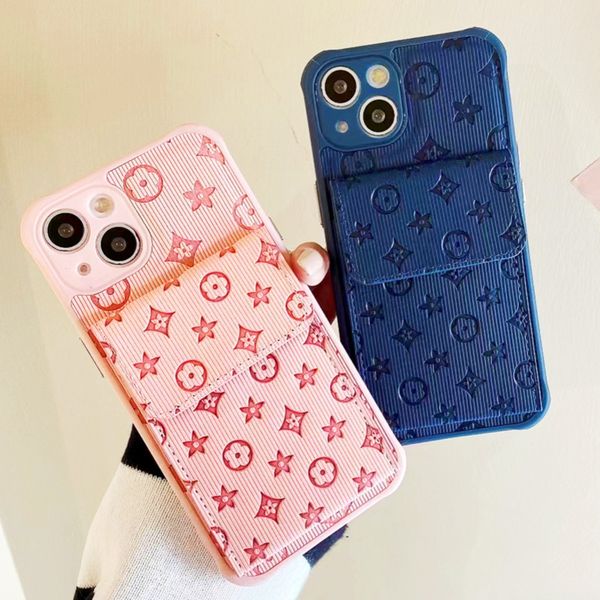 Funda para teléfono con billetera Funda para iPhone de diseñador para iPhone 15 Pro Max Fundas 14 Pro Max 13 12 14plus 11 15pro 15plus X Xs Xr Moda Ranura para tarjetero de crédito Cubierta móvil en relieve 3D