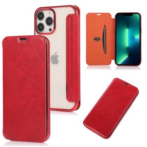 Wallet telefoonhoesjes voor iPhone 14 13 12 11 Pro Max XR XS X 7 8 Plus TPU Electroplating Litchi Grain Pu Leather Flip Standstand Cover Case met kaartslots