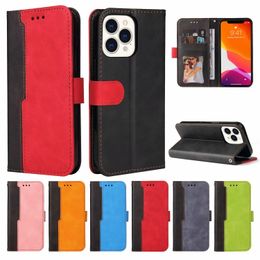 Wallet telefoonhoesjes voor iPhone 14 13 12 11 Pro Max XR XS X 7 8 Plus - Business Stitching PU lederen flip -standaardafdekking met kaartslots