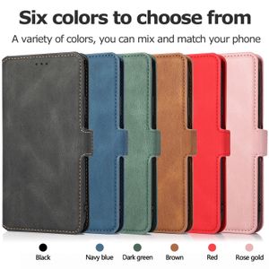 Wallet telefoonhoesjes voor iPhone 14 13 12 11 Pro X XR XS Max 7 8 Plus retro kalfsleer textuur PU lederen flip -standaardkoffer met kaartslots