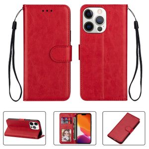 Fundas para teléfono tipo billetera para iPhone 13 12 11 Pro Max XR XS X 7 8 Plus - Color sólido Patrón de caballo loco Funda de cuero con función atril y ranuras para tarjetas