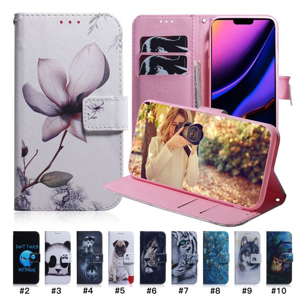 Étuis de téléphone portefeuille pour Samsung Galaxy S22 S21 S20 Note20 Ultra Note10 Plus - Peinture colorée en cuir PU double fentes pour cartes Flip Kickstand Cover Case