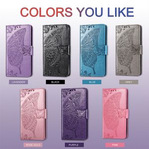 Estuches para teléfonos con billetera para Samsung Galaxy S23 S22 S21 S20 Note20 Ultra Note10 Plus Big Butterfly Embossing TPU PU Funda de cuero con tapa y soporte con ranuras para tarjetas