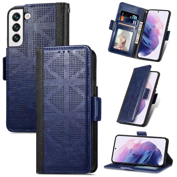 Étuis portefeuille pour téléphone Samsung Galaxy S23 S22 S21 S20 Note20 Ultra Plus Mètre Caractère Grain PU Cuir Flip Béquille Housse avec Fentes pour Cartes