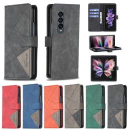Wallet telefoonhoesjes voor Samsung Galaxy Z vouw 4/3 dubbele kleuren stiksels sterke magnetische gesp pu lederen cover case