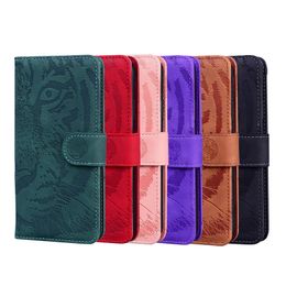 Wallet Phone Cases for Samsung S23 PLUS S22 Ultra A24 A34 A54 A14 A13 A33 A53 A73 5G Iphone 14 pro max 13 Tiger Embossing PU Leather Card Slots Flip Kickstand Cover Case