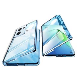 Magnetisch Voor Xiaomi 14 Ultra 13T Redmi Note 13 Poco M6 Pro X6 Case Metalen Frame Glas Film aluminium 360 Bescherming Volledige Dekking