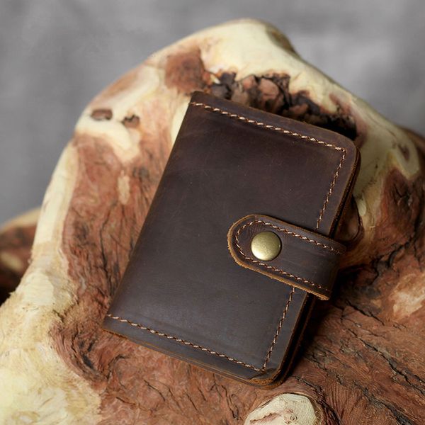 Portefeuille unisexe en cuir véritable Vintage pour hommes, supports de haute qualité, porte-carte d'identité Crazy Horse Business, vente en gros