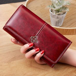 Portefeuille femmes en cuir 2021 mode portfel damski sac d'argent dame longue pochette portefeuille porte-carte carteras para mujer