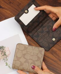 Portefeuille Clip en cuir haut de gamme pour femmes Classic Print Classite Portefeuille multi-cartes pliantes