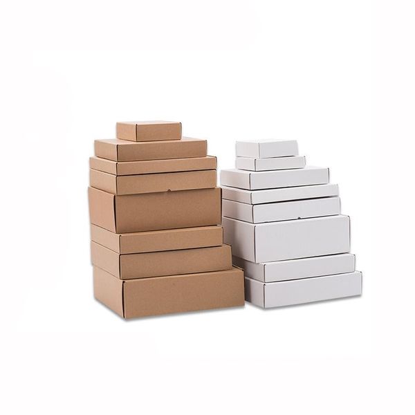 Billeteras 10pcs 4 tamaños Caja de papel blanco 3 Caja corrugada Caja corrugada Brown Kraft Caja de regalo Billetera Cajas de envasado de billetera espesante