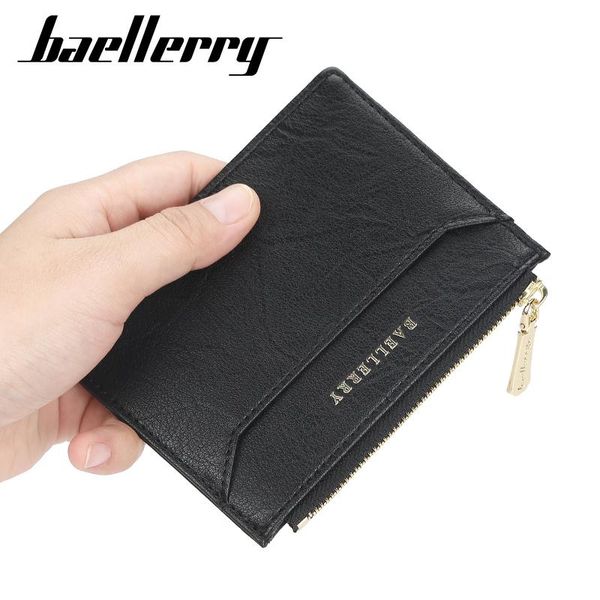 Carteras 2021 Cartera delgada minimalista para hombres Mujeres Slimline Ultra Thin Mini Pequeño Masculino Femenino Cremallera Monedero Compacto Bolsa de dinero