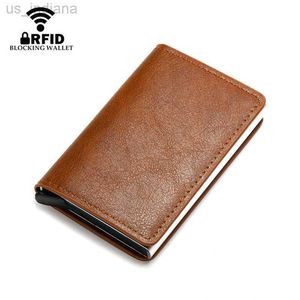 Carteras 2022 Nuevo personalizado Smart Men Wallet Titular de la tarjeta de negocios Hasp RFID Wallet Caja de metal de aluminio Mini Wallet Monedero L220929