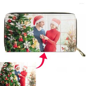 Portefeuilles 2023 Custom Gepersonaliseerde Kleur Foto Rits Lange Portemonnee Clutch Bag Po Print Aangepaste DIY Vrouwen Kerstcadeau