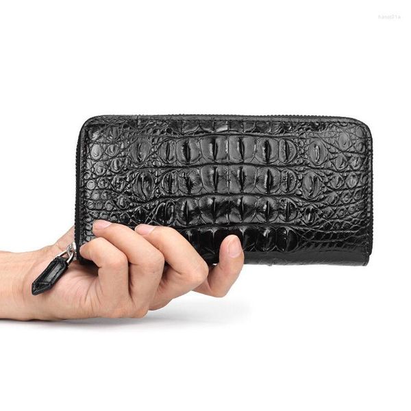 Portefeuilles 2023 mode peau de Crocodile en cuir véritable hommes longue véritable pochette cadeau porte-monnaie en espèces porte-carte