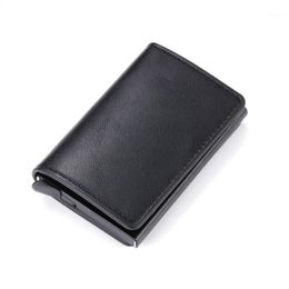 Portefeuilles 2023 Smart Wallet Bussiness Card Holder Hasp aluminium metalen krediet Busines Mini Drop Man Women1