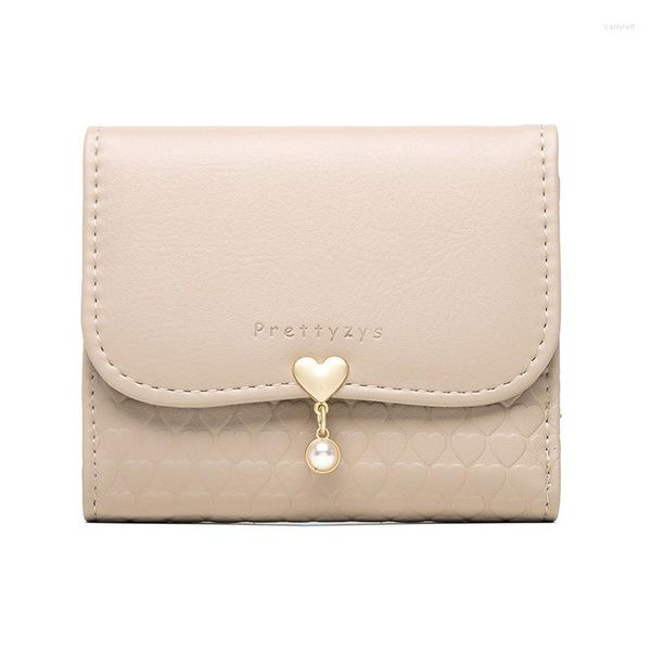 Portefeuilles 2023 Femmes De Luxe En Cuir Court Femme Créateur De Mode Trifold PU Coeur Motif Petit Porte-Monnaie Poche Porte-Carte