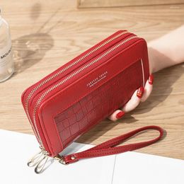 Portefes 2024 Fashion Femmes portefeuille Pu Leather Long Carte Purse Purse Pattel Patter Ladies Clatet Téléphone Money Coin Sac