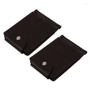 Portefeuilles 2x Ultra-dunne slanke mannen Leather Money Clip ID-houder Coin Purse Brown