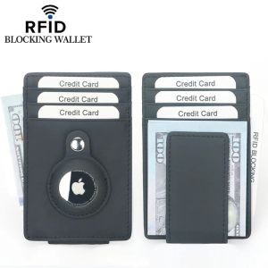 Billeteras billetera para la billetera para manzana soporte de tarjeta de crédito genuino antitheft rfid rfid hombres pequeños hombres de identificación de cartera