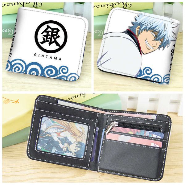 Portefeuilles Anime GINTAMA Sakata Gintoki court bouton portefeuille pliant fermeture éclair sac à monnaie BagL230303