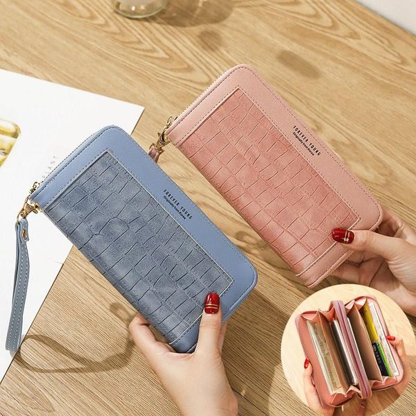 Portefeuilles arrivée femmes mode Long portefeuille de luxe en cuir PU serpent Grain pochette sac à main multi-fonction porte-carte pièce de monnaie