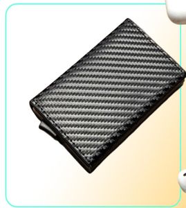 Wallets Automatische mannen Women Smart Wallet Carbon Fiber Holder RFID -kaarthouder met Money Clips POS ID Window12595544