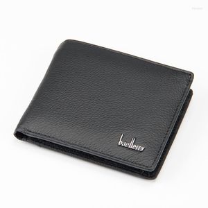 Carteras marca Baellerry, monedero de cuero genuino para hombre, cartera de hombre de gran capacidad con bolsillo para monedas, tarjetero para hombre, bolsa de dinero